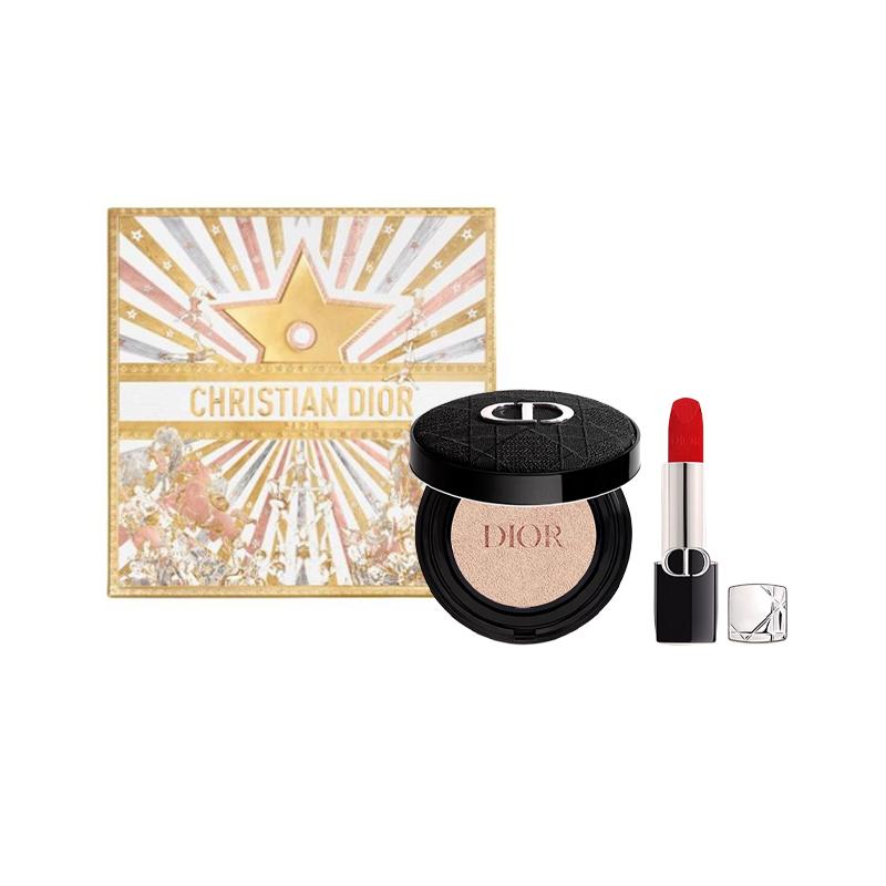 

DIOR Lipstick Two-piece set: #999 blue gold lipstick 3.5g + #0N soft and shiny air cushion 13g синий