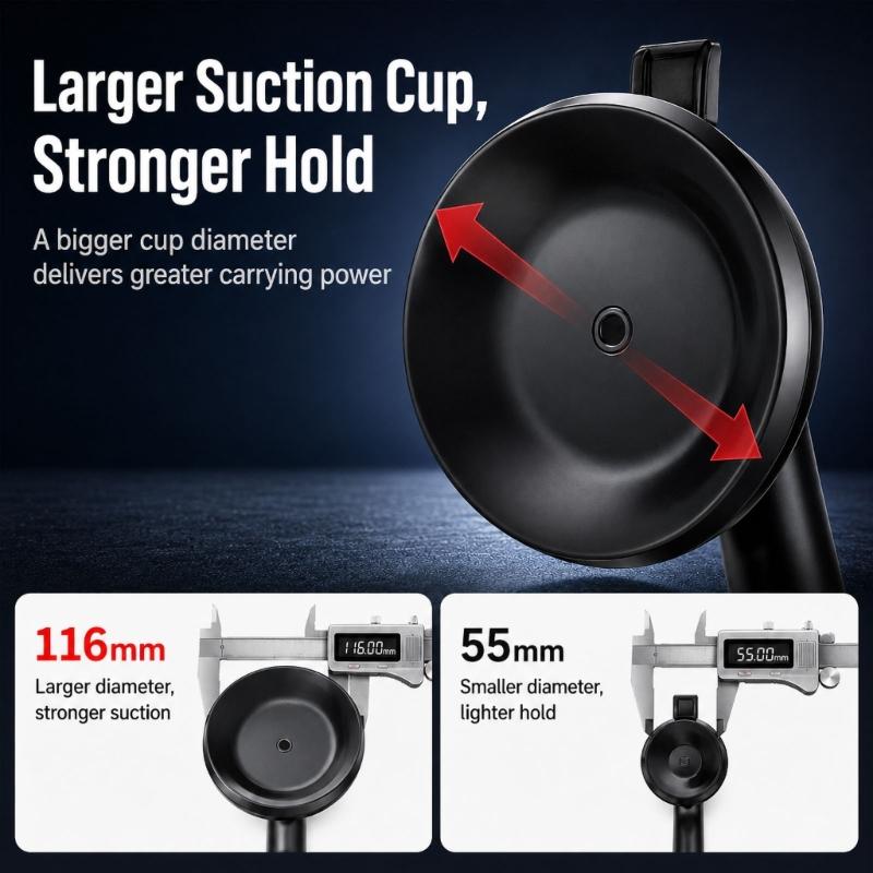 Manual Suction Cup Lifting Tool with Rubber Cups and Raised Handle for Positioning Glass, Tile, and Smooth Metal Sheets