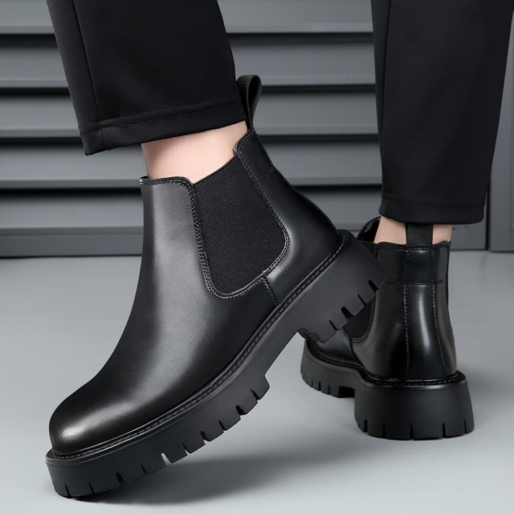 Chelsea Boots Herren Stiefeletten Winterwärme Herrenschuhe Herbst Winter Echtleder Stiefel Mann Winterschuhe Homme Stiefeletten