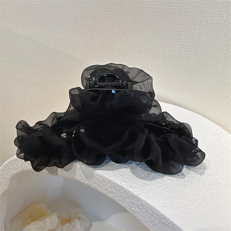 

Заколка для волос из плиссированной сетки высокого класса для женщин, большая заколка-акула для пучка на затылке, аксессуары для волос нового стиля