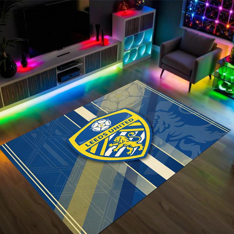 Leeds United Design Kristall Samt Teppich Gemütlich Nicht?Rutschfester Teppich mit Aufdruck für Schlafzimmer Wohnzimmer Eingang