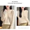ER26 Spring Hollow Flower Knit Top - Sweet Crochet Texture Pullover for Women