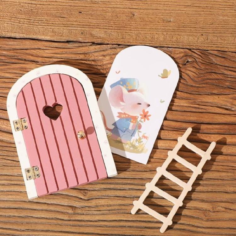 Easy Assemble Miniature Mouse Door Wooden Craft For Childrens Educational Toy And Home Styling