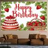 2D Cute Strawberry Basket Happy Birthday Photo Booth Background