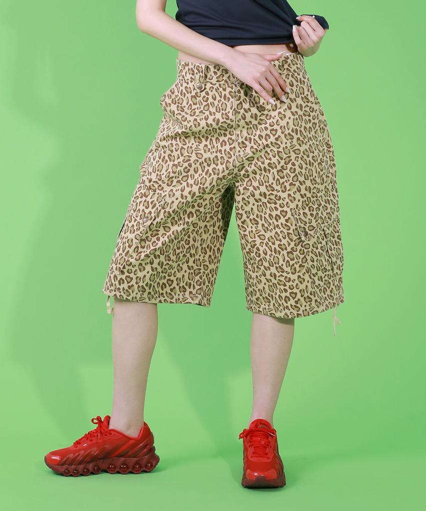 NYXX Pattern Cargo Half Pants Leopard