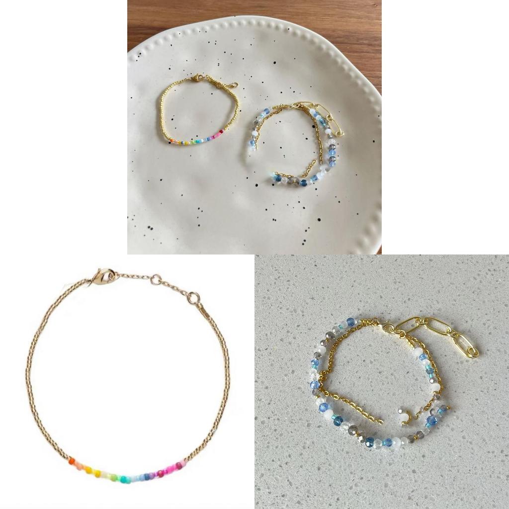 Glass Beaded Double Layer Bracelet For Women With Geometric Design Summer Accessory