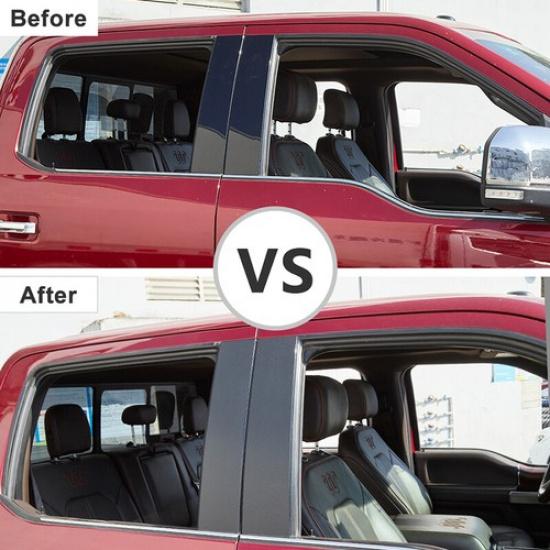 Carbon Fiber Door Window Pillar Post Center Cover Decoration for Ford F150 2015+