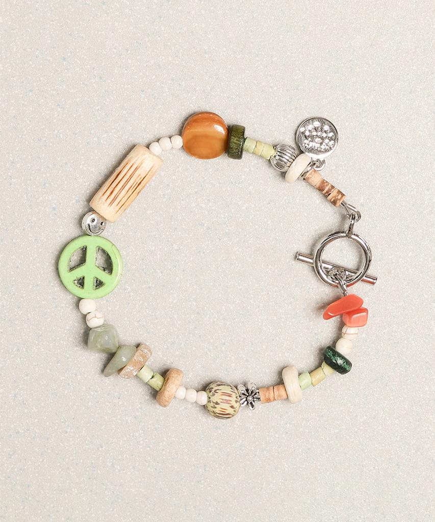Towtow Archive Peace Mark Symbol Bracelet Leaf Green