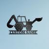 Custom Excavator Metal Sign Personalized Construction Wall Art with Name Industrial Decor for Garage Man Cave