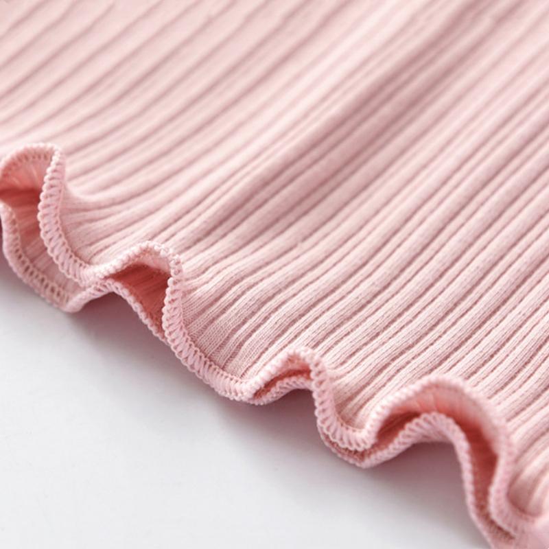 Autumn Spring Fashion Girl Long Sleeve T-Shirt with Ruffle Edges for Kids Soft and Warm Solid Color Children Casual Clothes Tops