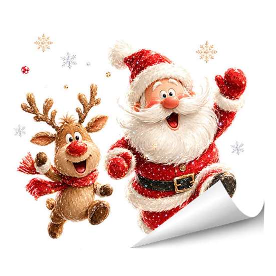 Festive Glass Ornament Christmas Static Window Clings, Removable Decals, Snowman Santa Reindeer Nutcracker Transparent Decorative Stickers with