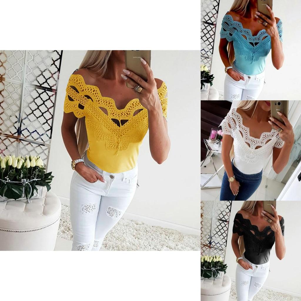 Hochwertige Damen Kurzarm Spitzen T-Shirts für mühelosen Sommerstil