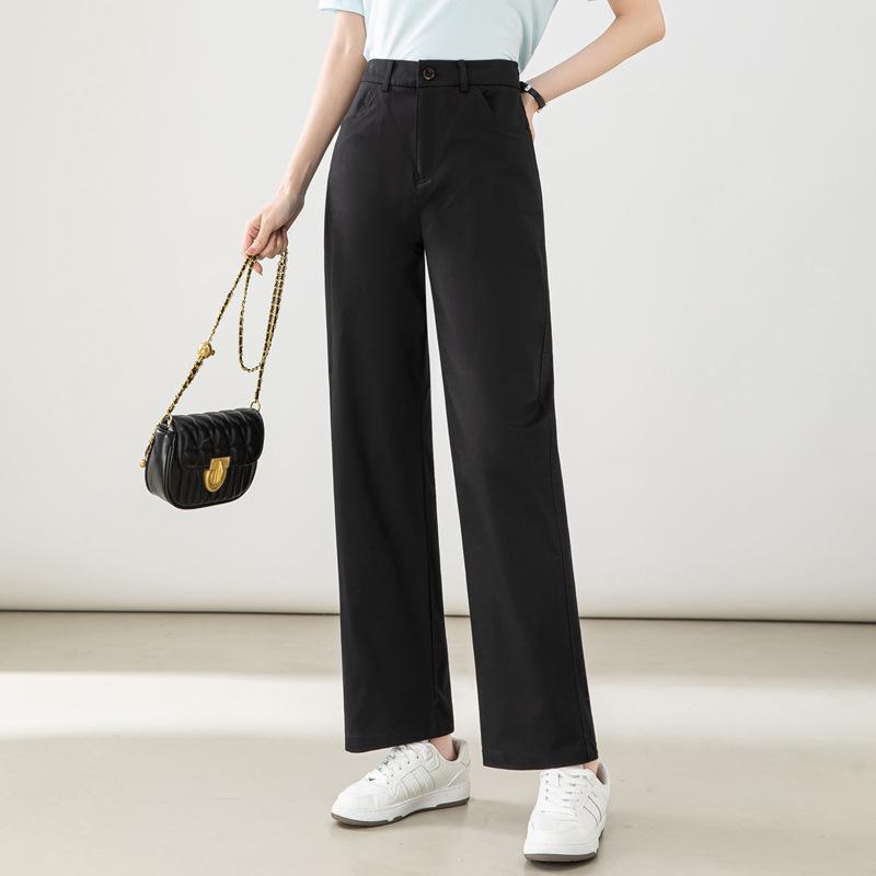 

Женские хлопковые брюки с высокой посадкой, зауженные, прямого кроя - Шикарный и повседневный стиль. XXXL чёрный