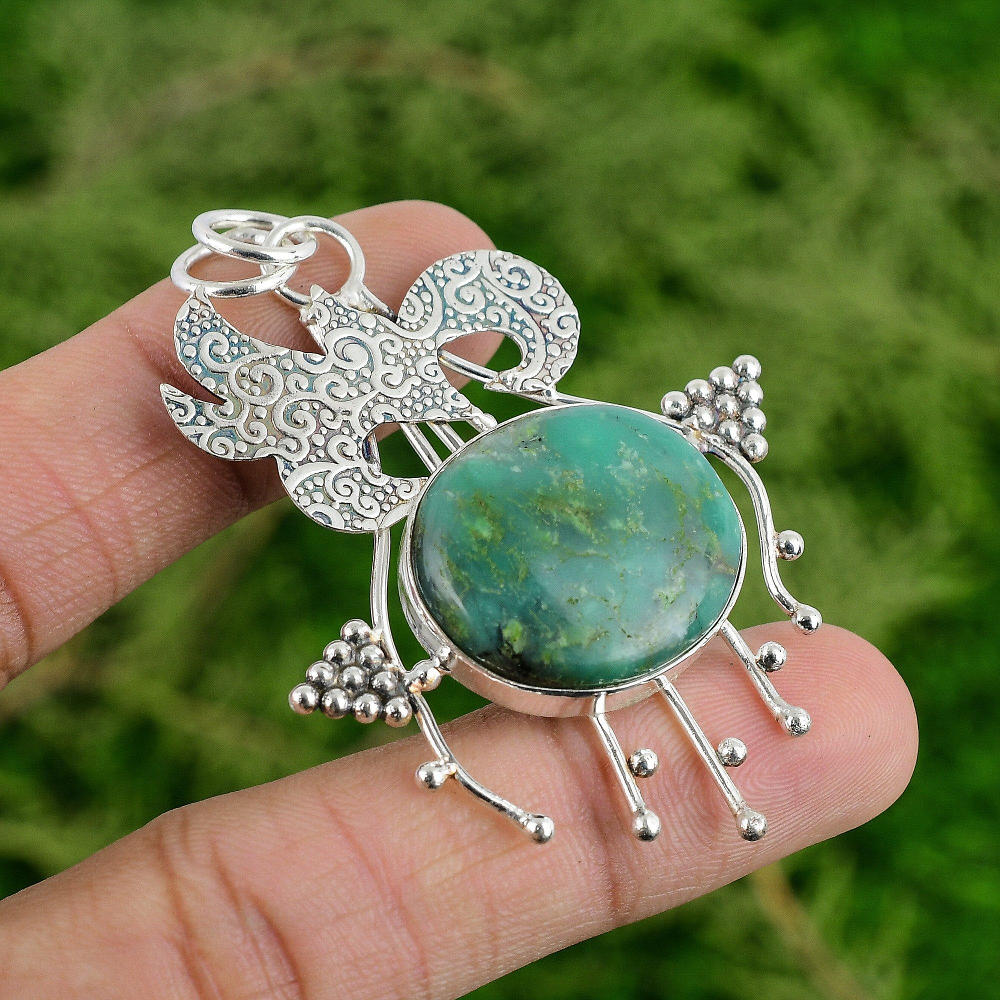 

Daughters Day Sale Oval Chrysoprase Stone 925 Silver Bezel Sister Boho Pendant