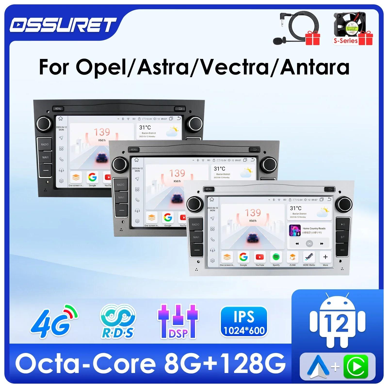 Autoradio Intelligente Ossuret 8G 128G Android 12 Per Opel Astra H J 2004 Vectra Vauxhall Antara Zafira Corsa C D Vivaro Meriva 4G Carplay Lettore GPS