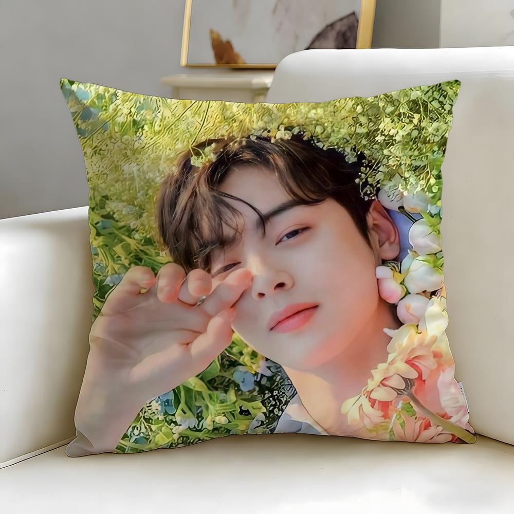 popular actor Cha Eun Woo Cushion Cover Soft  EasyWash Pillow Case  Versatile for Couch Bed Travel and Office