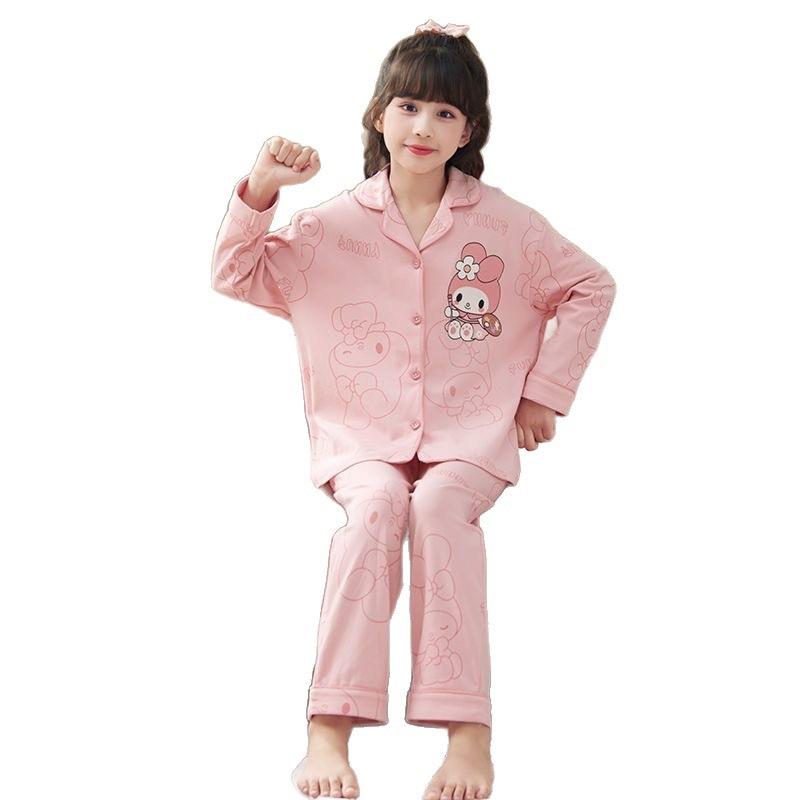 Children's Cotton Pajama Set - Cartoon Cardigan Style for Boys and Girls