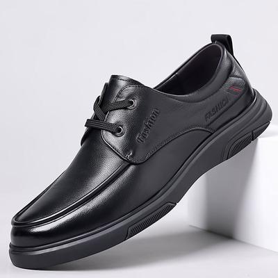 Men's Casual Leather Shoes Autumn Men's Genuine Leather Daily Lace Up Top Layer Cowhide Single Shoes Men's Dad Shoes