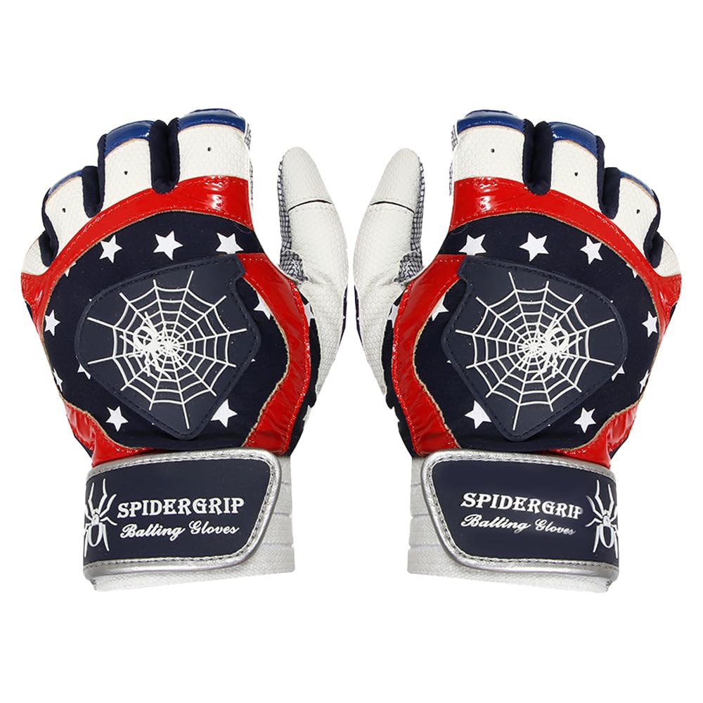 Spidergrip Nonslip Batting Gloves American (XL, Flag)