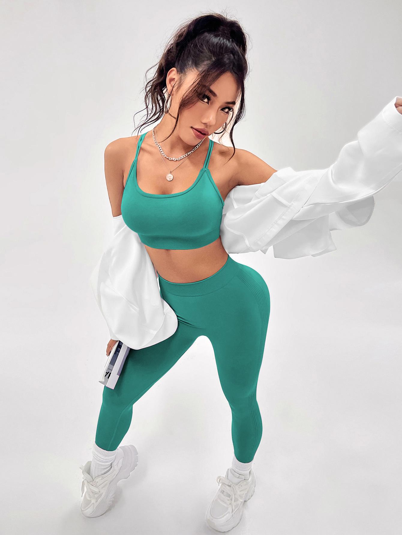 

Женский спортивный бюстгальтер с высокой талией и набор штанов для йоги - Быстросохнущий, Дышащий, Бесшовный фитнес-комплект Large