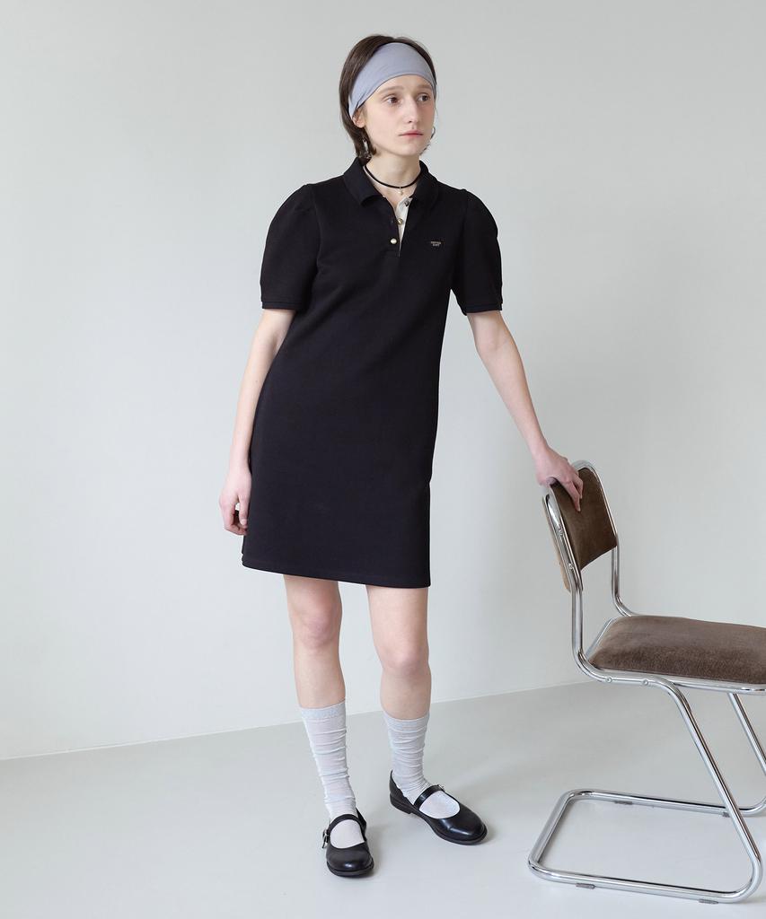 Covernat Woman Puff Collar Dress Black