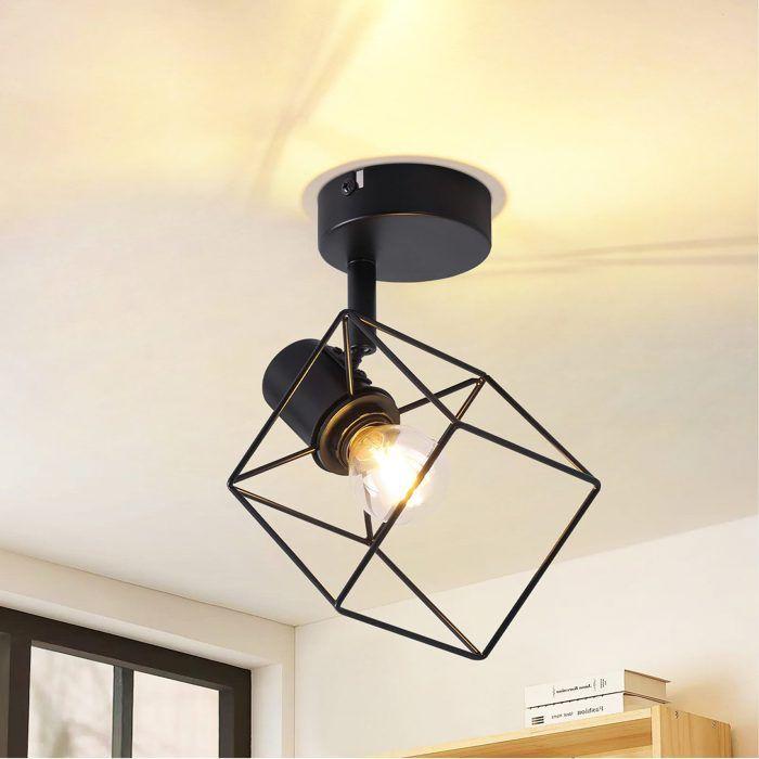Plafonnier - NETTLIFE - E14 - Spot orientable 350° - Métal noir - 1 ampoule (non fournie)