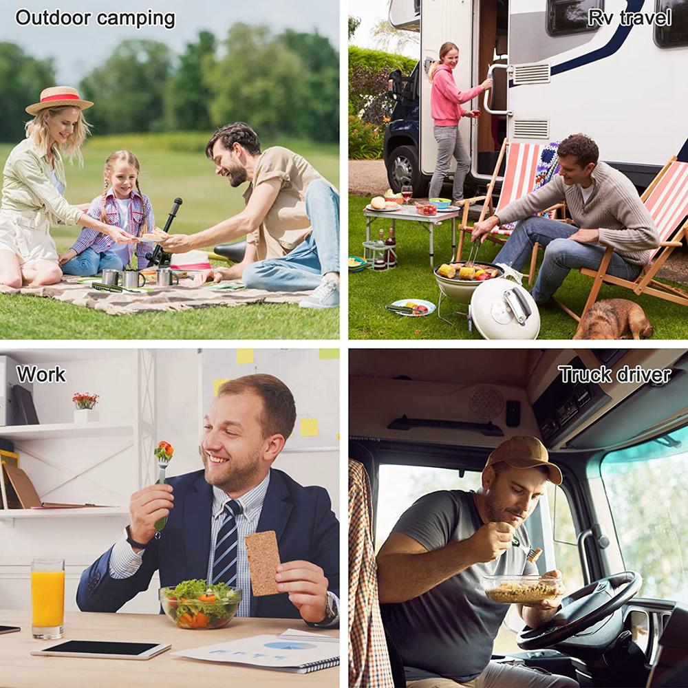 7 In 1 Multifunctional Outdoor Tableware Stainless Steel Foldable Fork Spoon Knife Picnic Camping Hiking Travelling Dinnerware