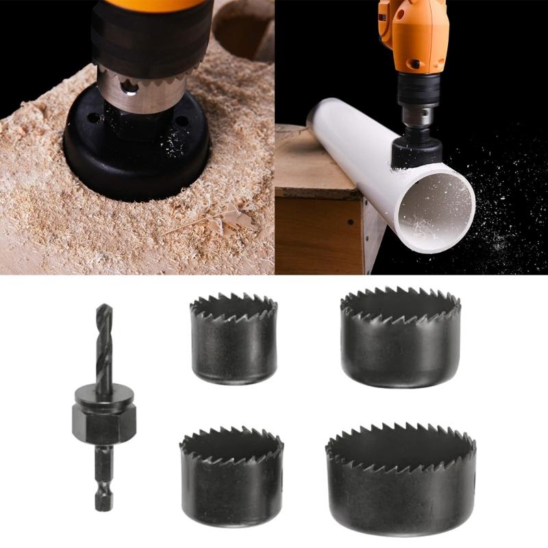 5Pcs Woodworking Opener Hole Saw Bit Cutting Drilling Tool Set With Round Saw For Gypsum Board Wood Opening Accessories