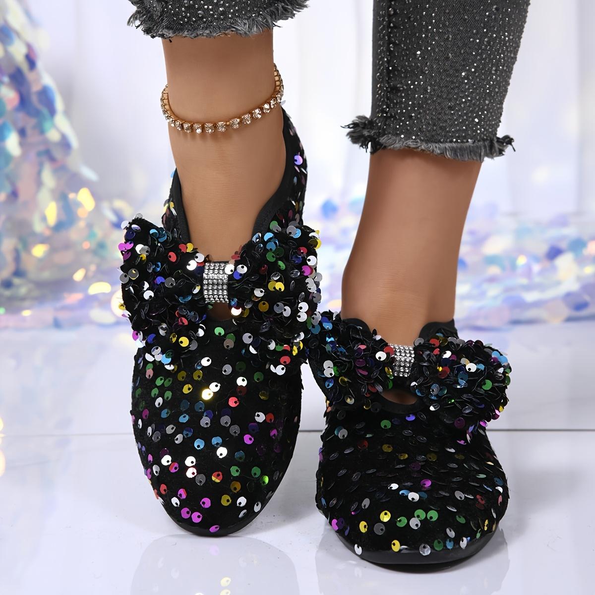 

[Радужные слипоны] Красочные радужные слипоны для женщин с пайетками | Круглый носок, Текстильный верх, Резиновая подошва, Модная обувь на все сезоны Size 43