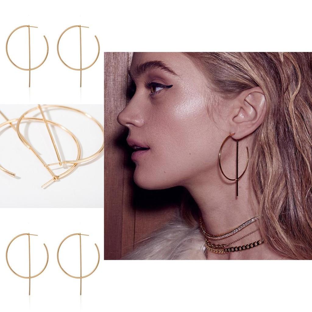 Trendy Gold Alloy Round Earrings Unique Modern Style For Casual And Formal Wear