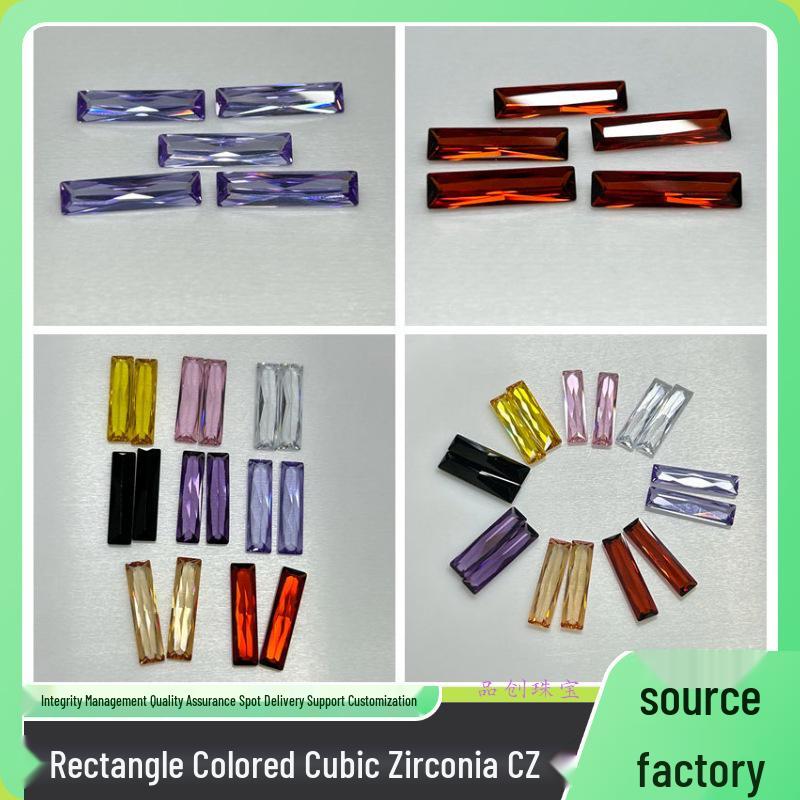 

5A White Synthetic Cubic Zirconia Rectangle Stones for Jewelry DIY Accent 4×10mm, 10 pieces