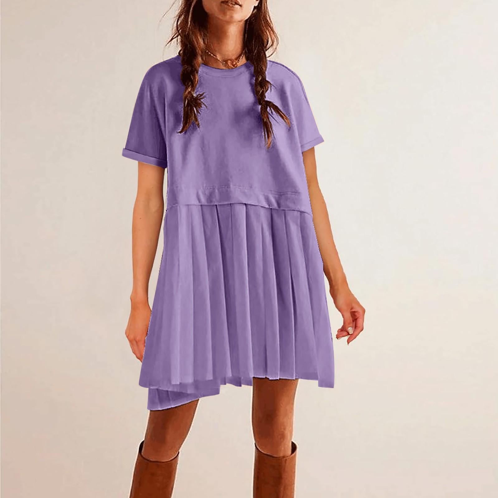 Женское милое плиссированное платье в стиле пэчворк — фото 14