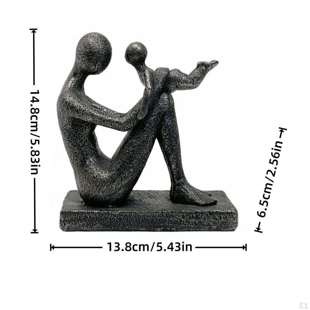 Modern Art Decor Statue SandTextured Human MineralTextured Abstract Figure Sculpture Black