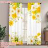 2PCS Digital Printed Curtains, Summer Daisy Floral White Yellow Flowers, Window Curtains for Living Room Bedroom Home Decoration