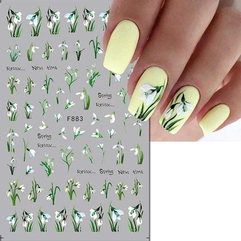 3D lepidlo Květiny Nálepka na nehty Tulipán Okvětní lístky Javor Růže DlY Voděodolné Obtisky na nehty Doplňky pro zdobení nehtů Dekorace na nehty