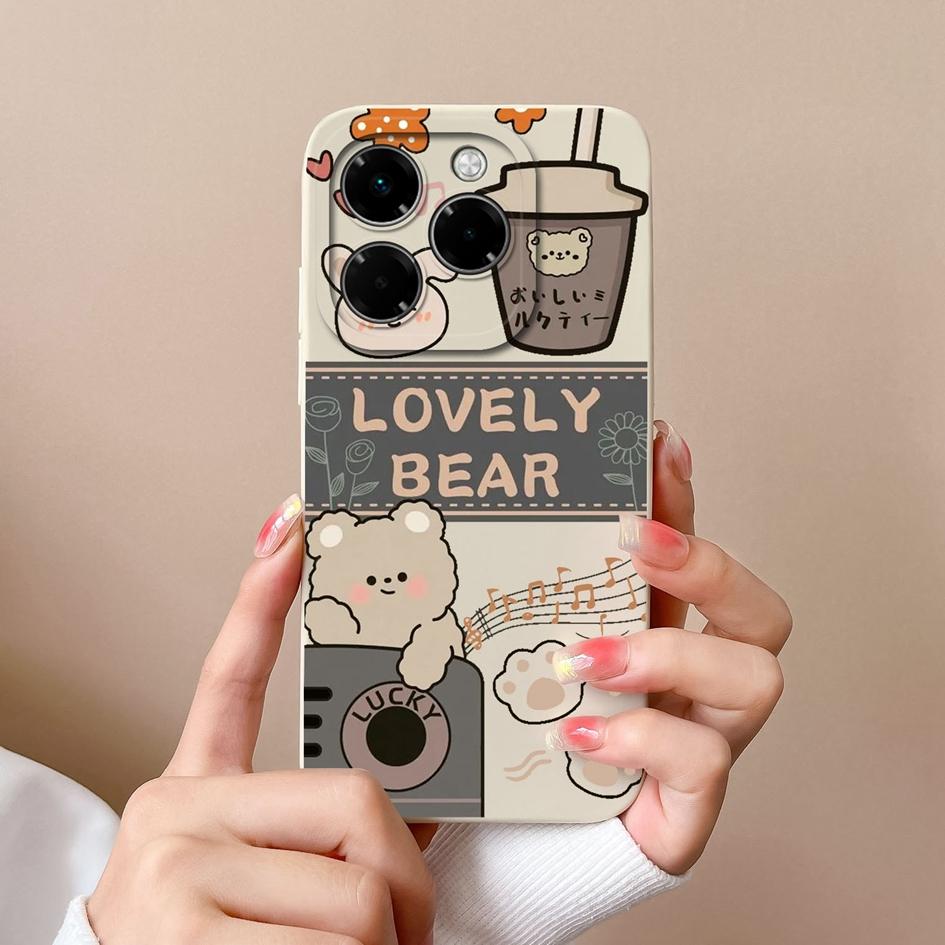 Niedliche Bärenhülle für Infinix Hot 50 Pro Plus 50i Note 40X Zero 40 Smart 9 4G 5G Niedliches Heilmuster Silikon Weicher Schutz Für Infinix Neu Capa