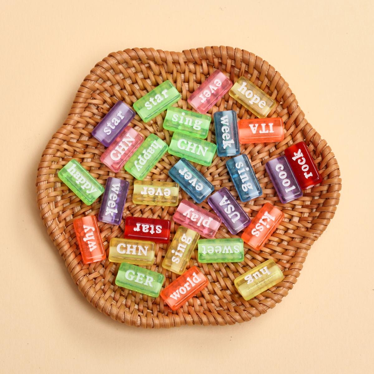 

30 шт. 14,5*7,5 мм акриловые прямоугольные английские слова бусины буквы бисера ремесло подарок DIY ювелирные изделия принадлежности для изготовления