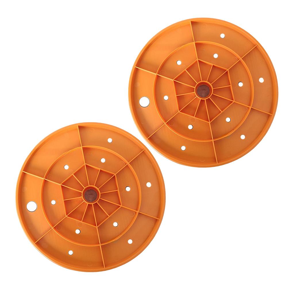 Reusable Orange Plastic Planter Insert Drainage Discs Pack of 2 with Anti Clog Holes To Optimizes Soil Moisture Control