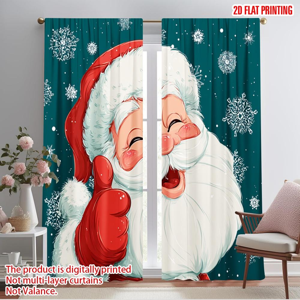 

2pcs,2D plane printing Curtain Popular Cute Santa Claus Versatile 100% Polyester (without rod) Decorations Inside Perfect for 52.50×116.00 CM 2pcs