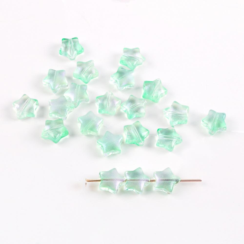 8Mm Gradual Change Three-Dimensional Pentagram Glass Beads Gold-Painted Stars Loose Beads Diy String Beads Antique Hairpin Necklace Accessories