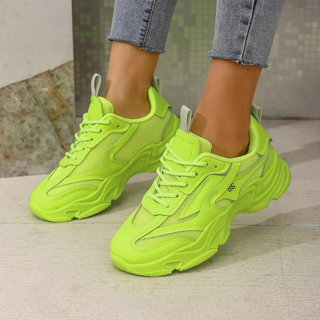 Fashion New Women Lace Up Anti-slip Sneakers Women Fashion Breathable Designer Shoes Thick Sole Outdoor Tennis Sneakers Zapatos De Mujer