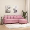 VidaXL Canapé à 3 places avec repose-pieds Rose 180 cm Velours, canapé, canapé avec repose-pieds, canapé trois places, 3201110
