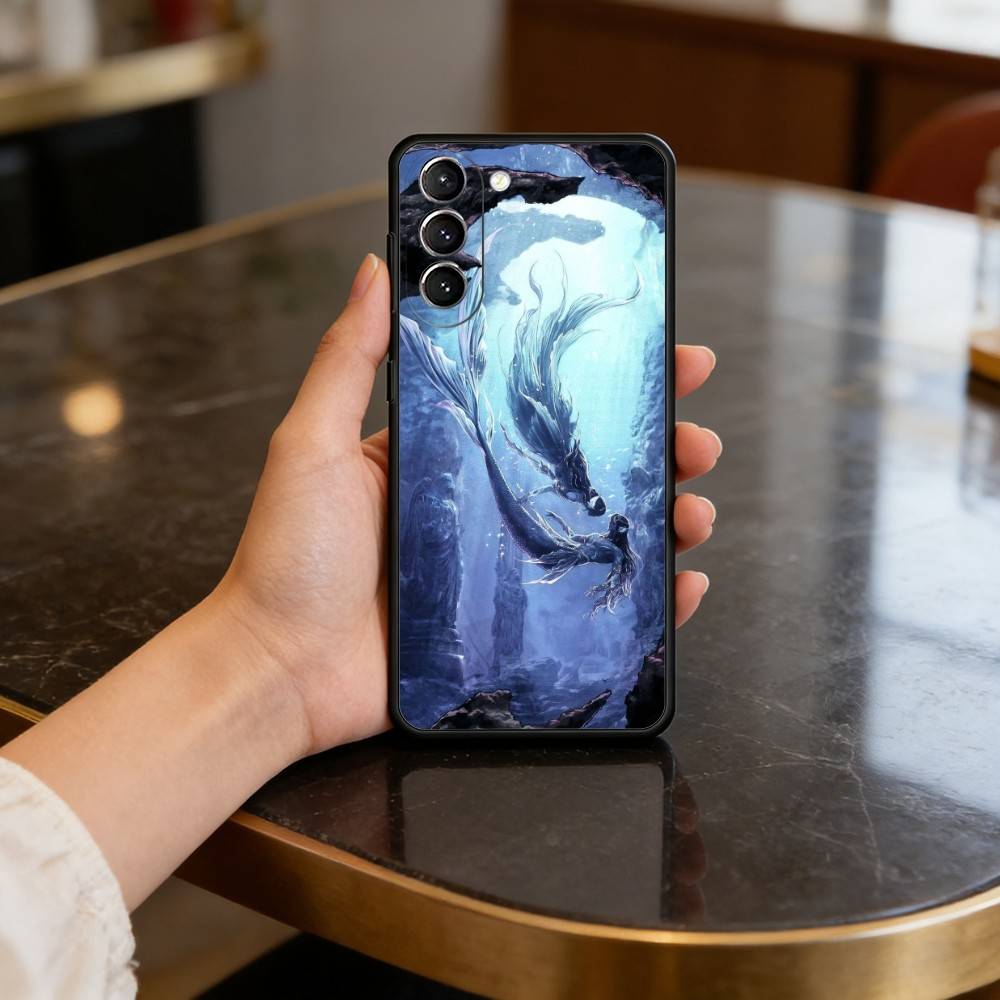 Sylus Love And Deep Space Phone Case For Samsung S25,24,23,22,30,21,10,9,Ultra,Plus,Lite,FE,4,5 G Soft Black Case