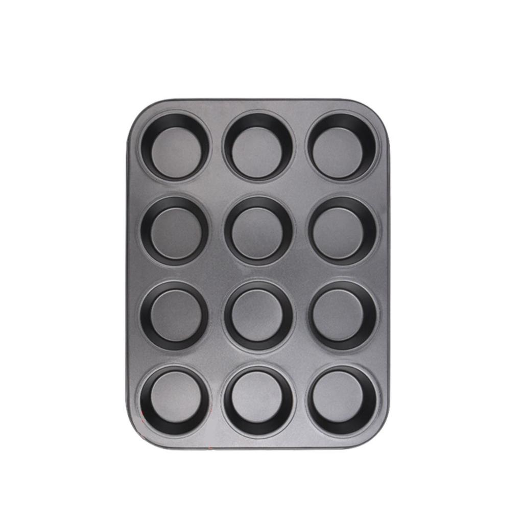 12-piece Round Cake Mold Carbon Steel Non-stick Muffin Cake Mold DIY Cake Baking Pan
