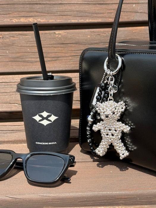 eclore Initial Silver Bear Bag Charm