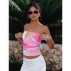 Seaside Holiday Style Flower Print Tube Top Top 2025 Summer New Gyaru Sexy Tight Navel T-shirt Tide