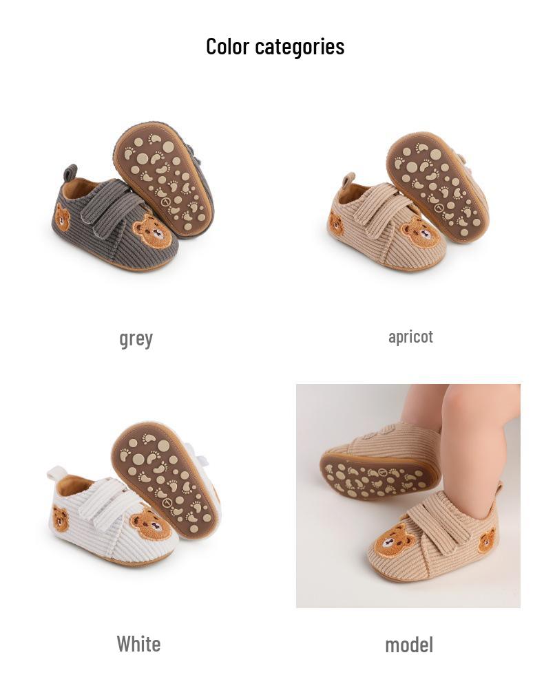 Trendy Corduroy Cartoon Baby Walker Shoes with Non-slip Soft Soles - Ideal Pre-walking Footwear (Style 2216)
