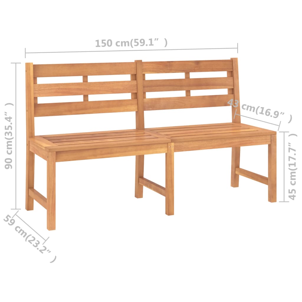 Vidaxl Ławka Ogrodowa, 150 Cm, Lite Drewno Tekowe