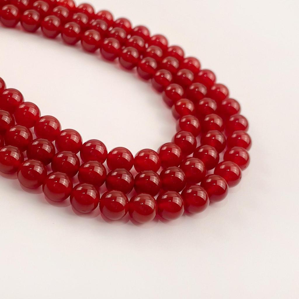 Jing Xi Ji Natural Red Agate Round Beads - DIY Jewelry Accessories