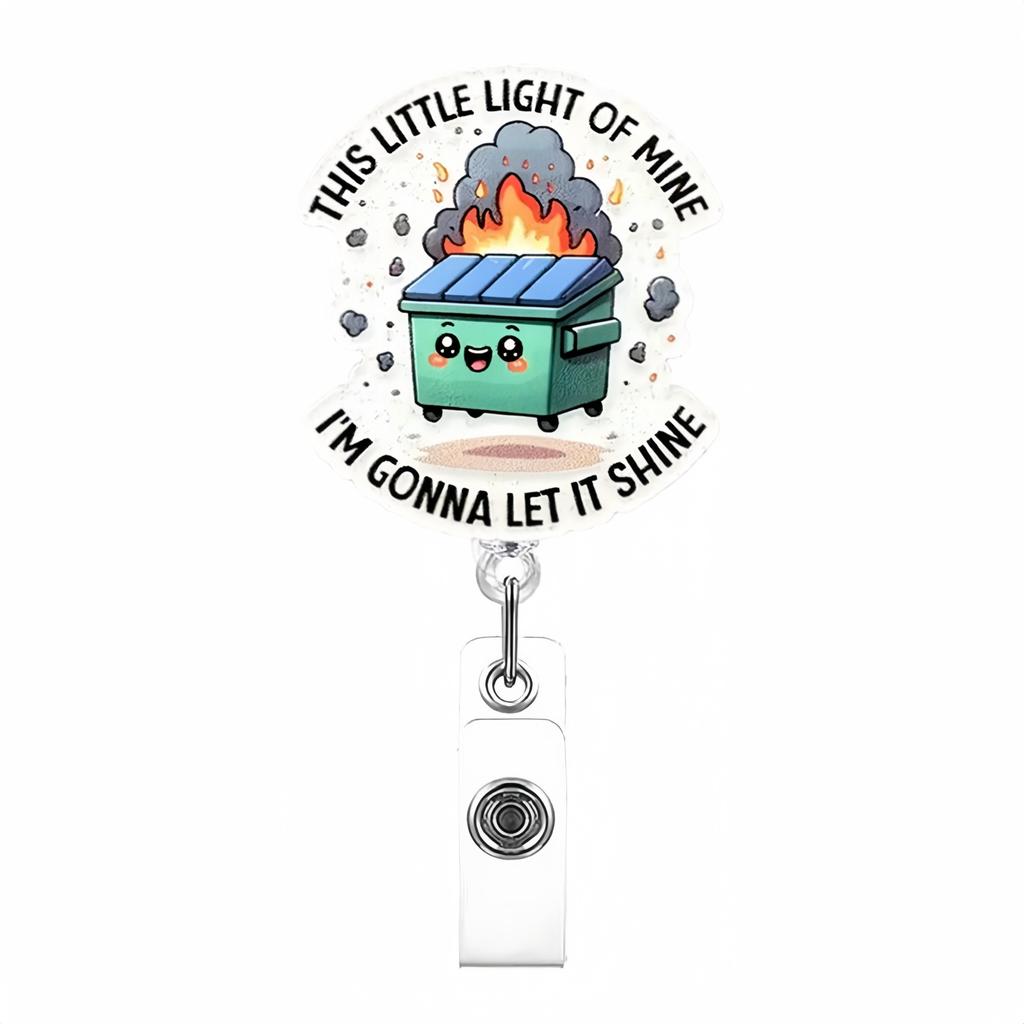 Glitter Acrylic Bottle  Badge Reel Retractable ID Badge Holder With 360 Rotating Alligator Clip Name Holder